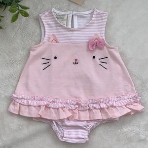 NWT First Impressions Pink Cat Sunsuit 0-3M Bodysuit
